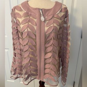 BEAUTIFUL COLLEEN LOPEZ VEGAN LEATHER LEAF AND MESH MAUVE JACKET SIZE XL